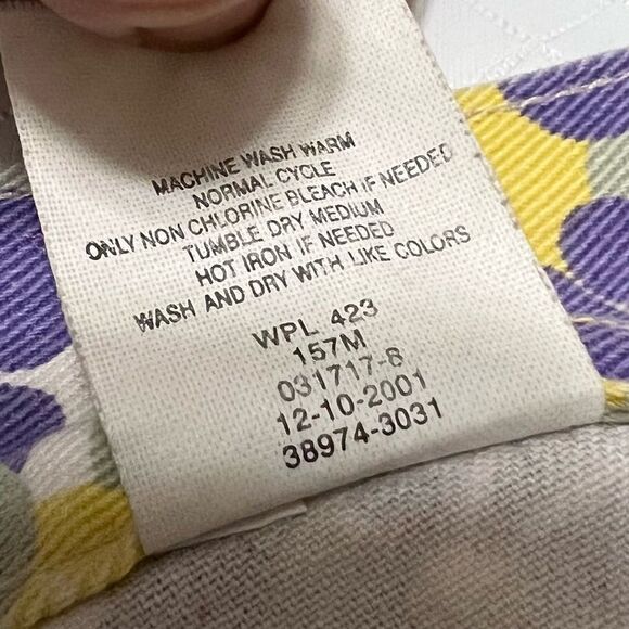 Vintage Levi’s Y2K Jean Shorts Psychedelic Floral Print Yellow Purple Size 16 - Picture 10 of 13